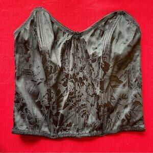 Vintage L Sears Corset floral black Victorian shape wear cottagecore embroidered